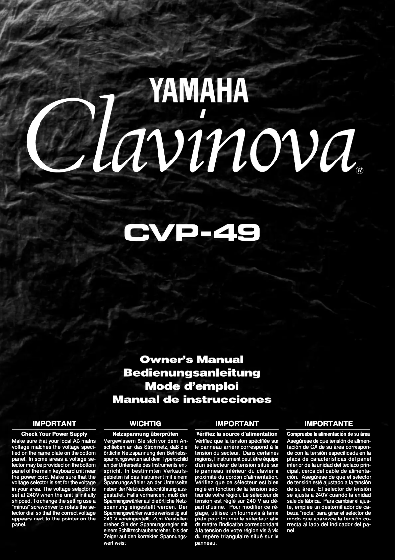 Página 1 del manual Manual de usuario Yamaha Clavinova CVP-49