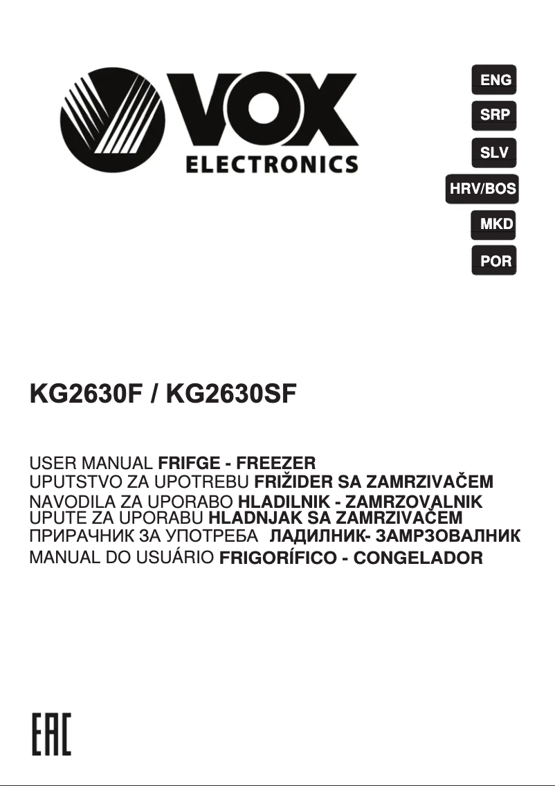 Imagen de la primera página del manual del dispositivo KG 2630 SF