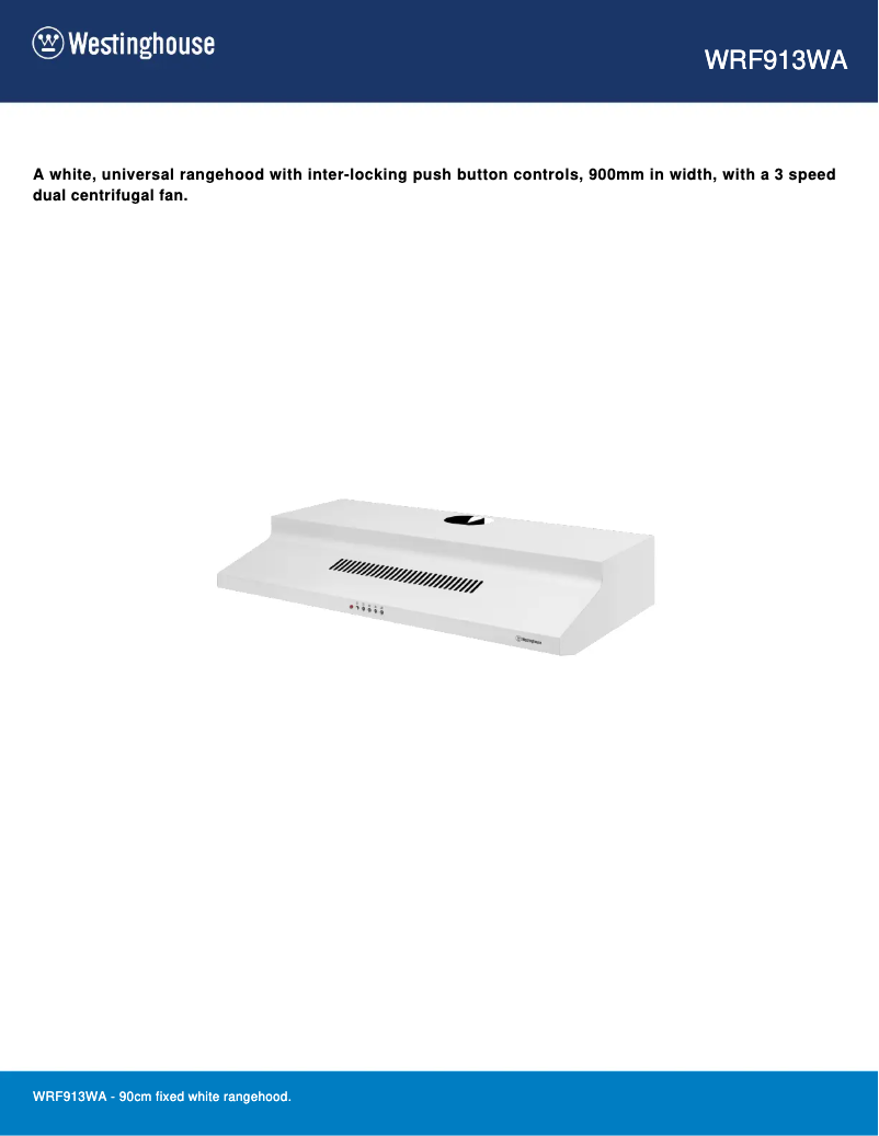 Página 1 del manual Ficha técnica Westinghouse WRF913WA