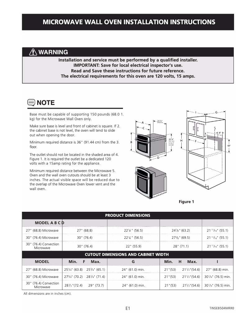 Página 1 del manual Guía de instalación Electrolux ICON ICON E30MO75HPS