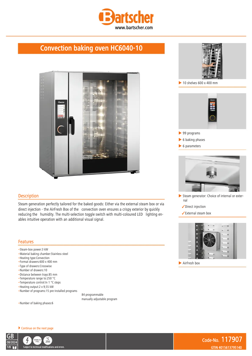 Página nº 1 - Ficha técnica Bartscher HC6040-10