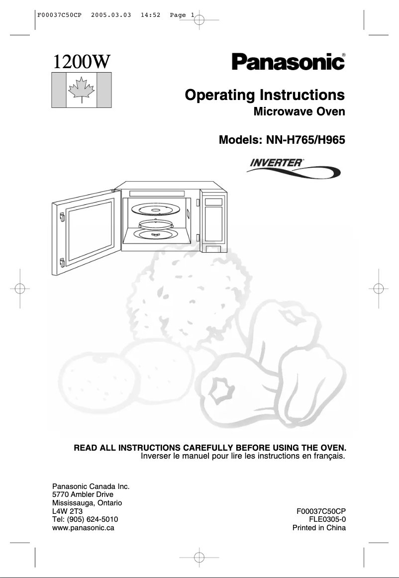 Imagen de la primera página del manual del dispositivo NN-H965