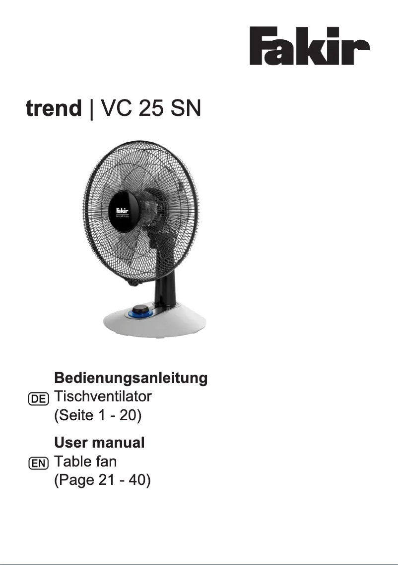 Página 1 del manual Manual de usuario Fakir Trend VC 25 SN