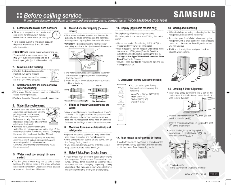 Página 1 del manual Guía de instalación Samsung RF265BEAESR