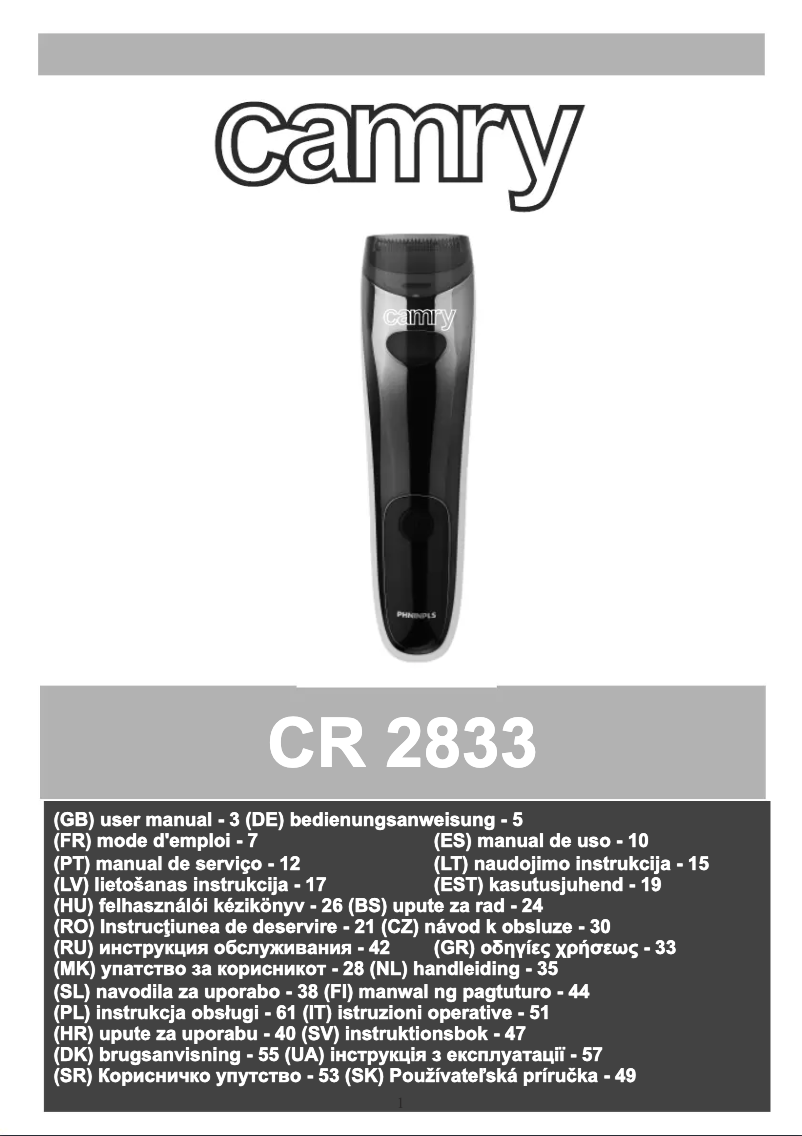 Imagen de la primera página del manual del dispositivo CR 2833