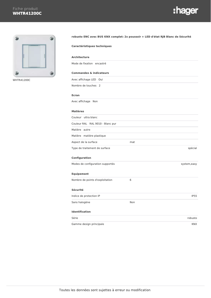 Imagen de la primera página del manual del dispositivo WHTR41200C