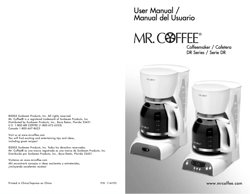 Página 1 del manual Manual de usuario Mr. Coffee DR12
