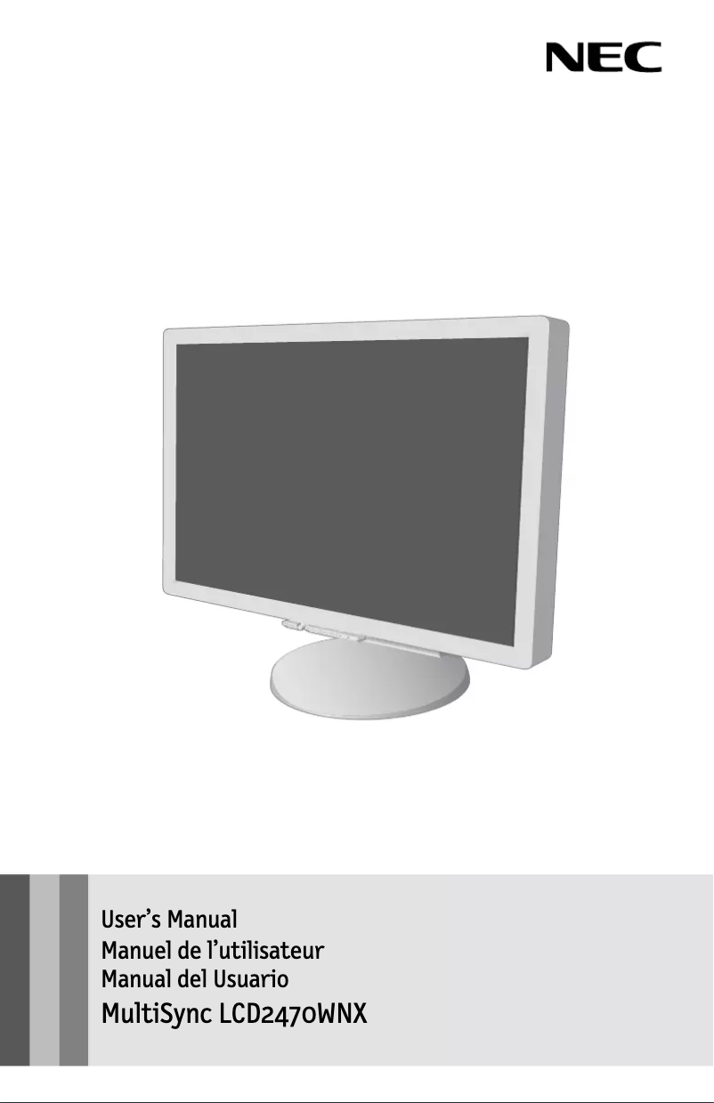 Imagen de la primera página del manual del dispositivo MultiSync LCD2470WNX