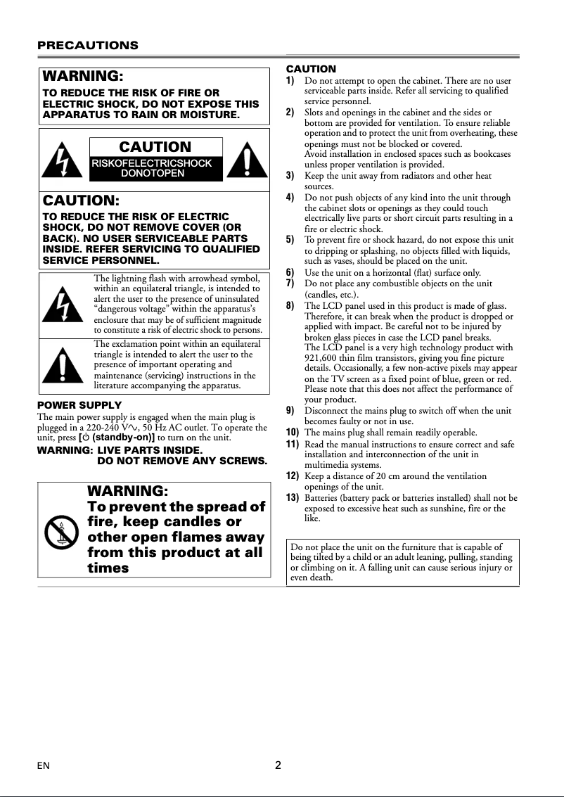 Página 1 del manual Manual de usuario Funai LH7-M32BB