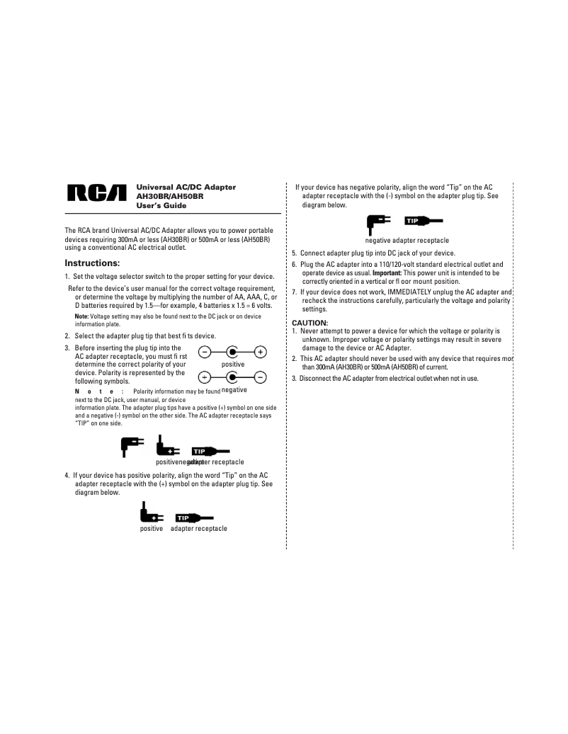 Página 1 del manual Manual de usuario RCA AH50BR