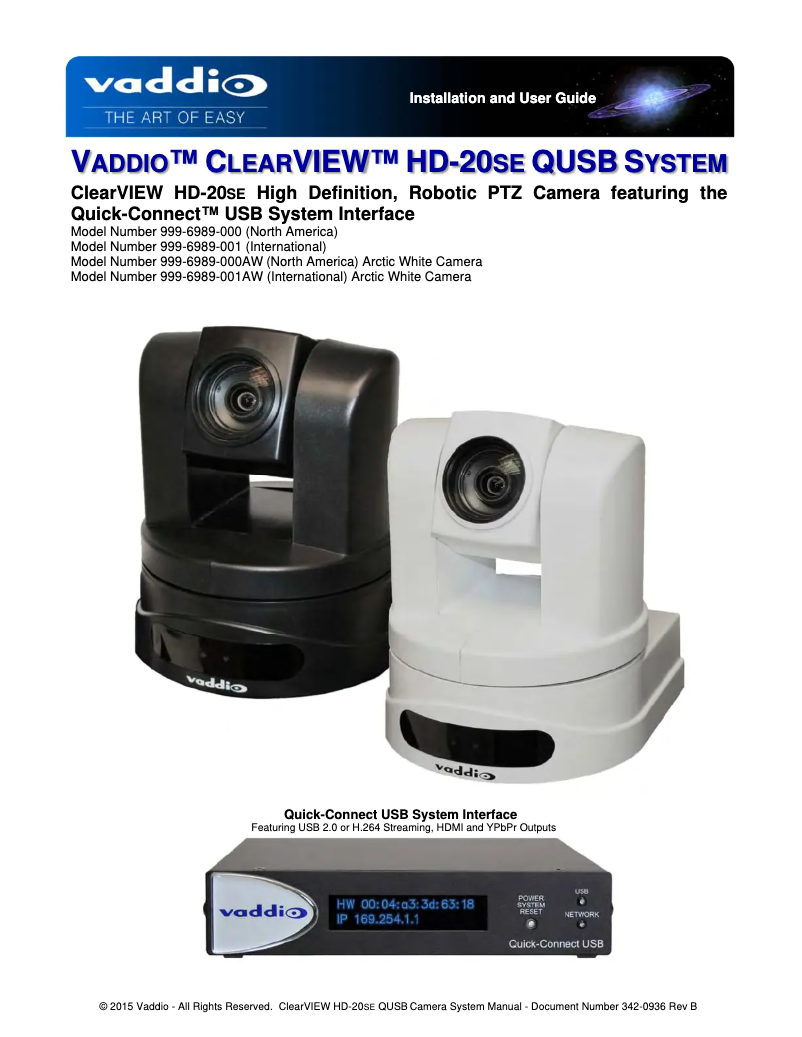Página 1 del manual Manual de usuario Vaddio ClearVIEW HD-20SE
