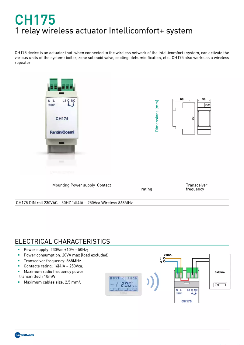 Página 1 del manual Ficha técnica Fantini Cosmi CH175