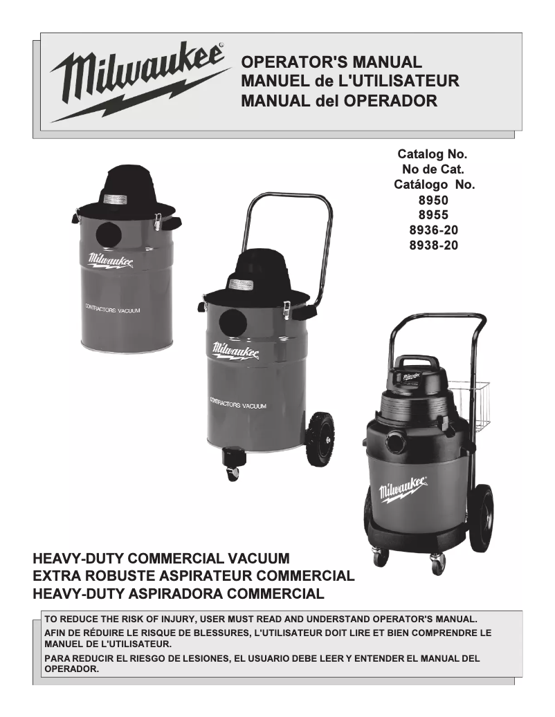 Página 1 del manual Manual de usuario Milwaukee 8938-20