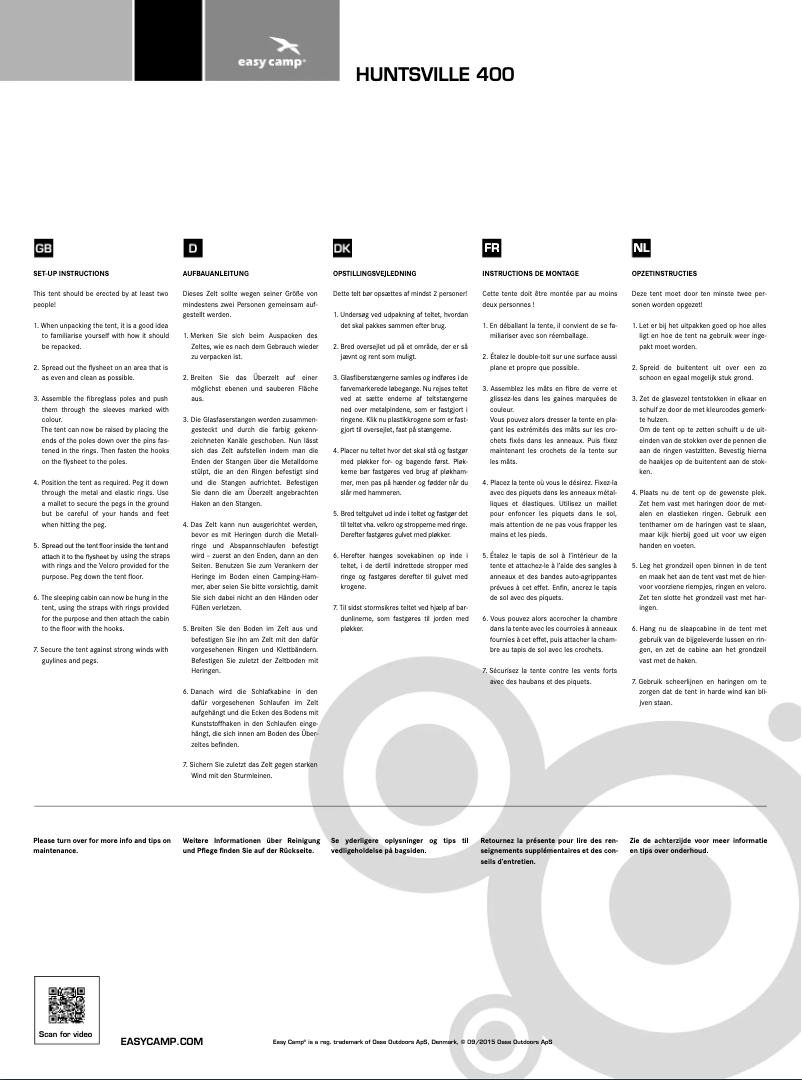 Imagen de la primera página del manual del dispositivo Huntsville 400