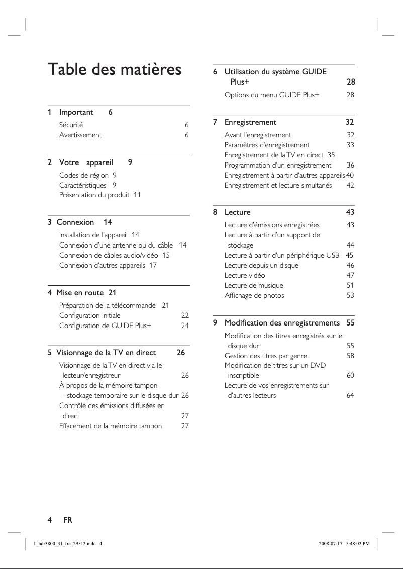Imagen de la primera página del manual del dispositivo HDR3810