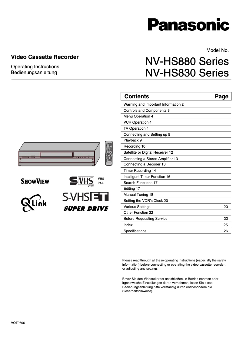 Imagen de la primera página del manual del dispositivo NV-HS880EE