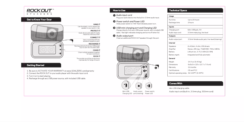Página 1 del manual Manual de usuario Goal Zero Rock Out