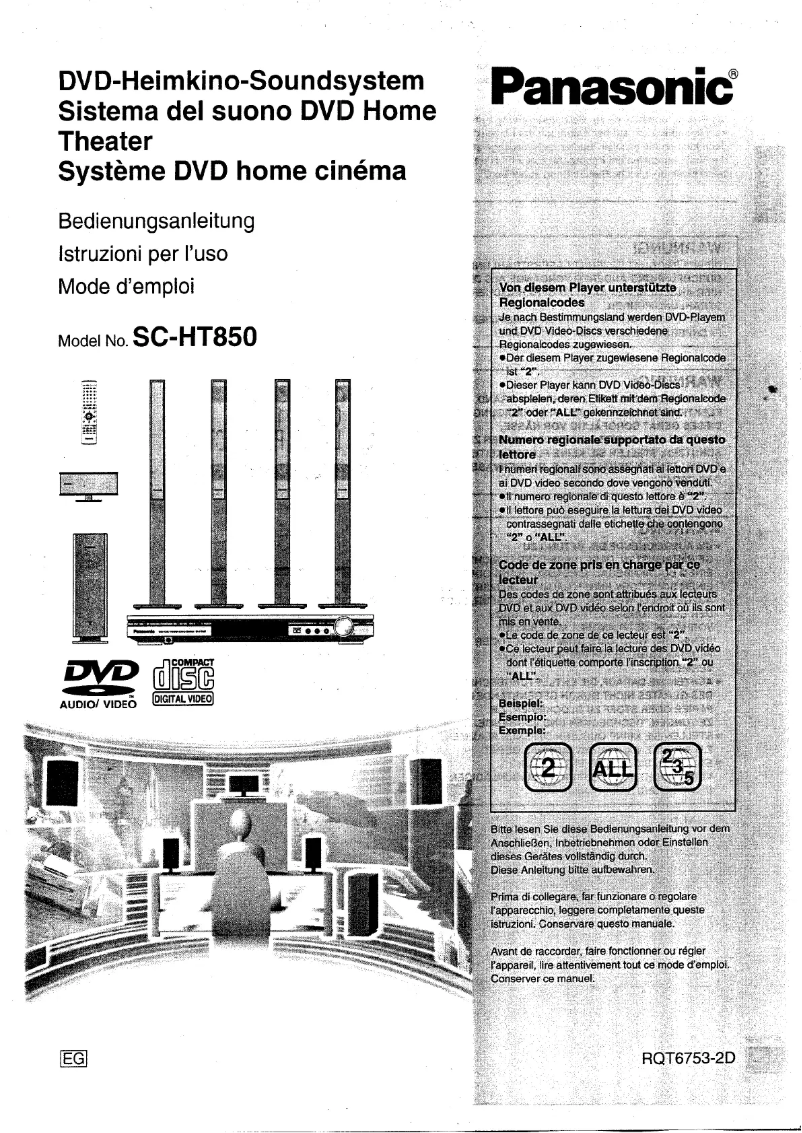 Página 1 del manual Manual de usuario Panasonic SC-HT850