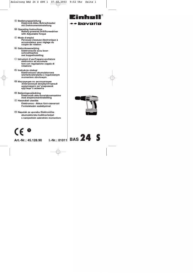 Página 1 del manual Manual de usuario Bavaria by Einhell BAS 24 S