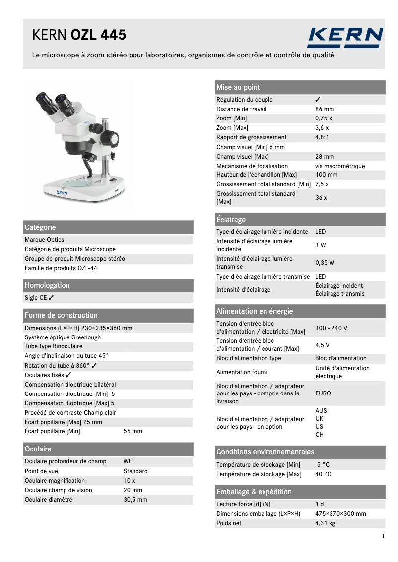 Imagen de la primera página del manual del dispositivo OZL 445