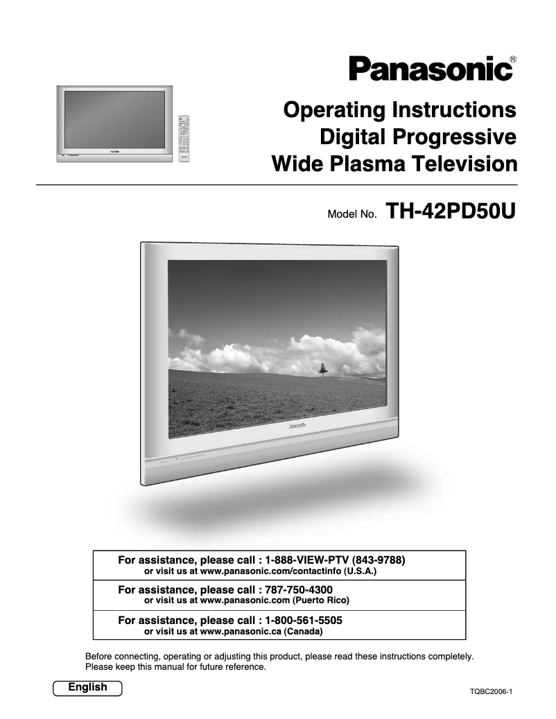 Imagen de la primera página del manual del dispositivo Viera TH-42PD50