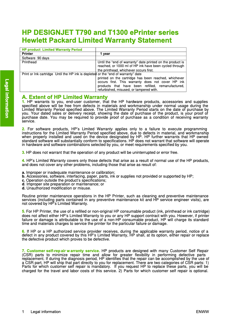 Imagen de la primera página del manual del dispositivo DesignJet T1300