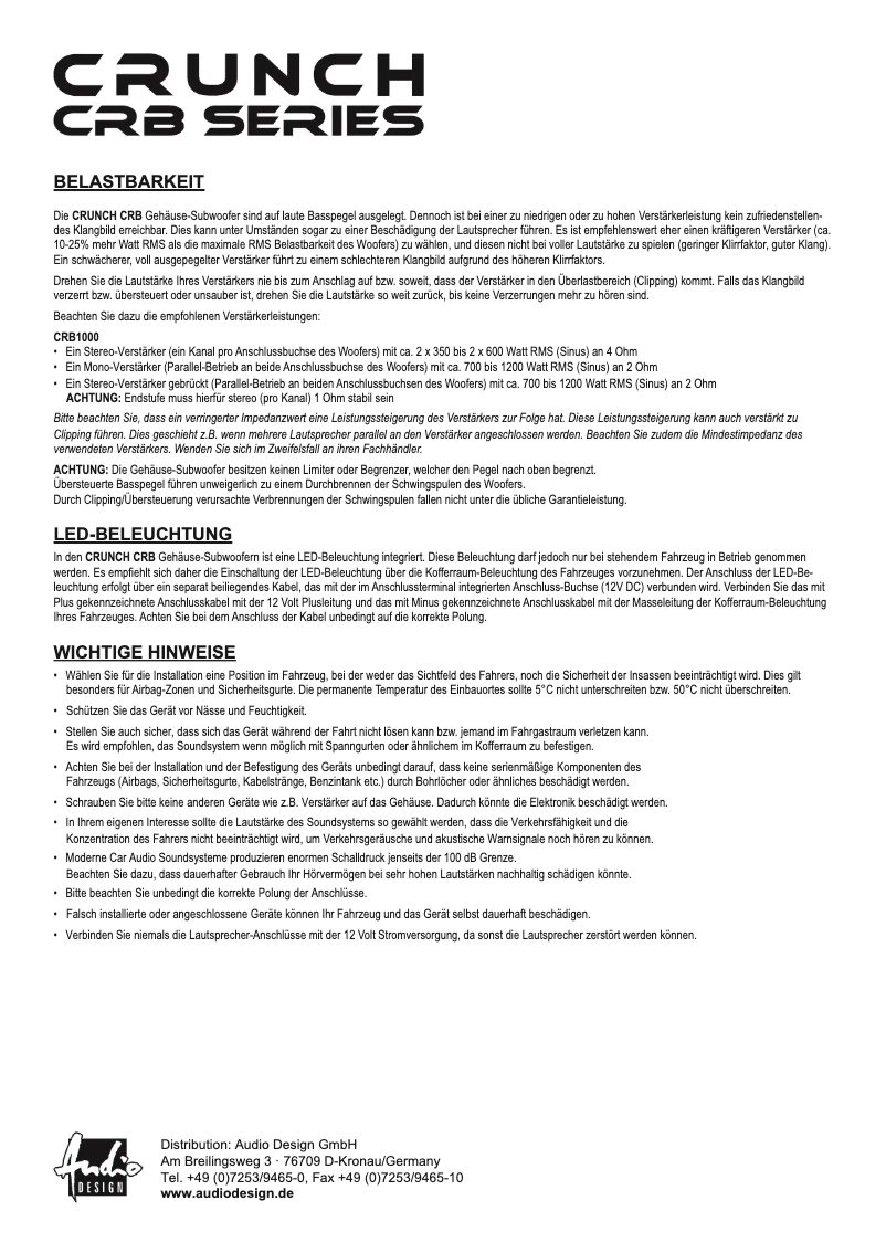 Página nº 1 - Manual de usuario Crunch CRB1000