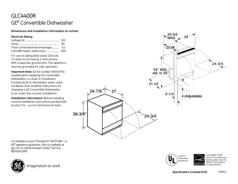 Imagen de la primera página del manual del dispositivo GLC4400RWW