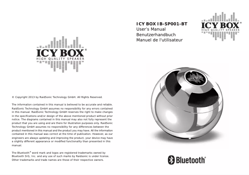 Imagen de la primera página del manual del dispositivo IB-SP001-BT