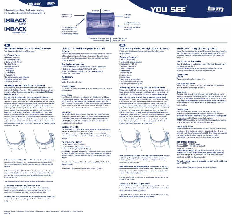 Imagen de la primera página del manual del dispositivo IXBACK
