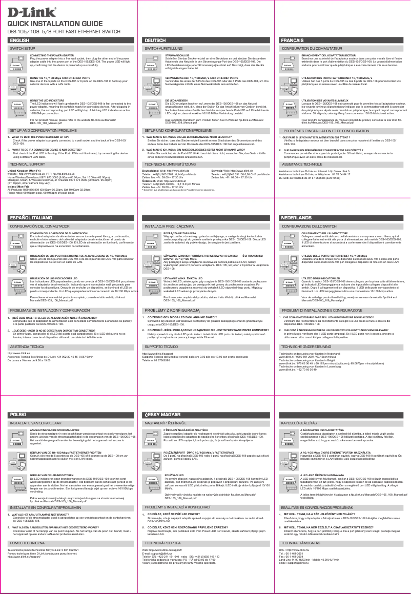 Página 1 del manual Guía de instalación D-Link DES-108