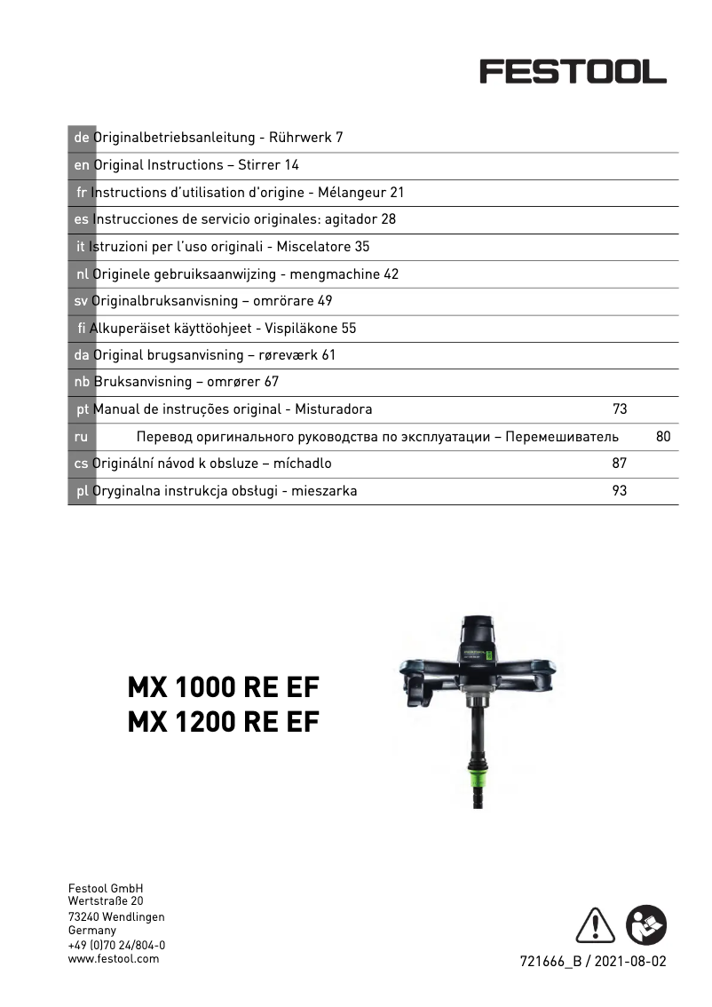 Página nº 1 - Manual de usuario Festool MX 1200 RE EF HS3R