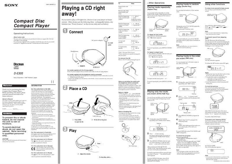 Imagen de la primera página del manual del dispositivo D-E305