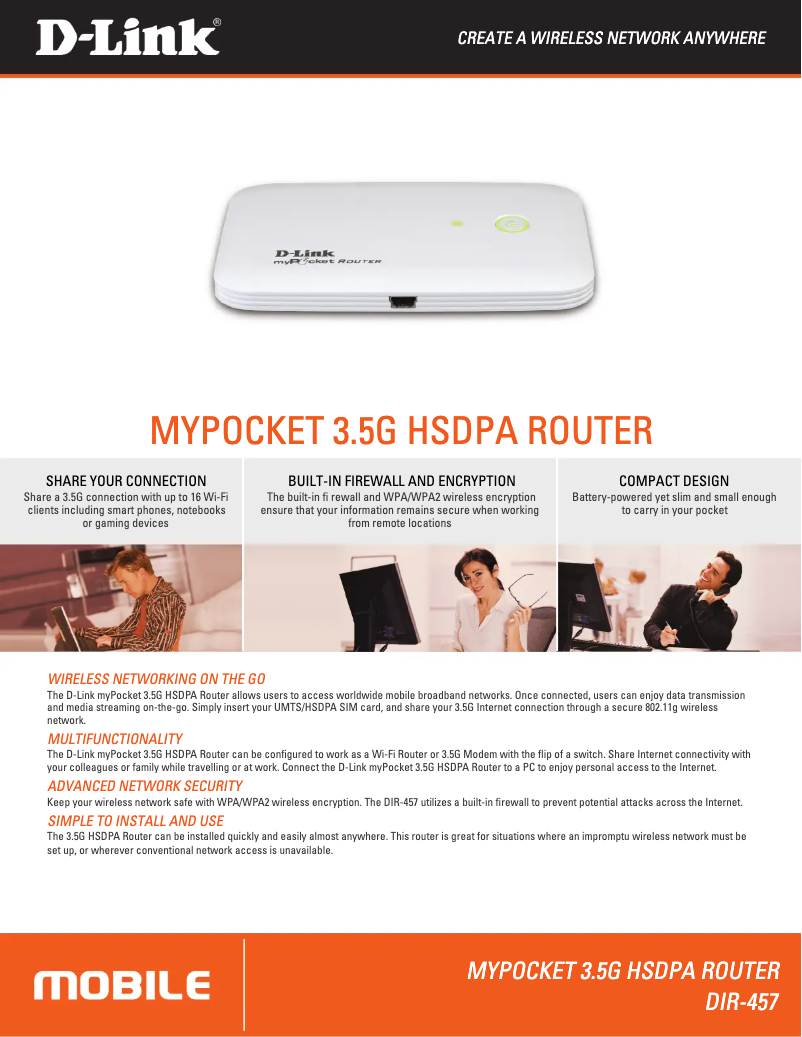 Página 1 del manual Ficha técnica D-Link DIR-457