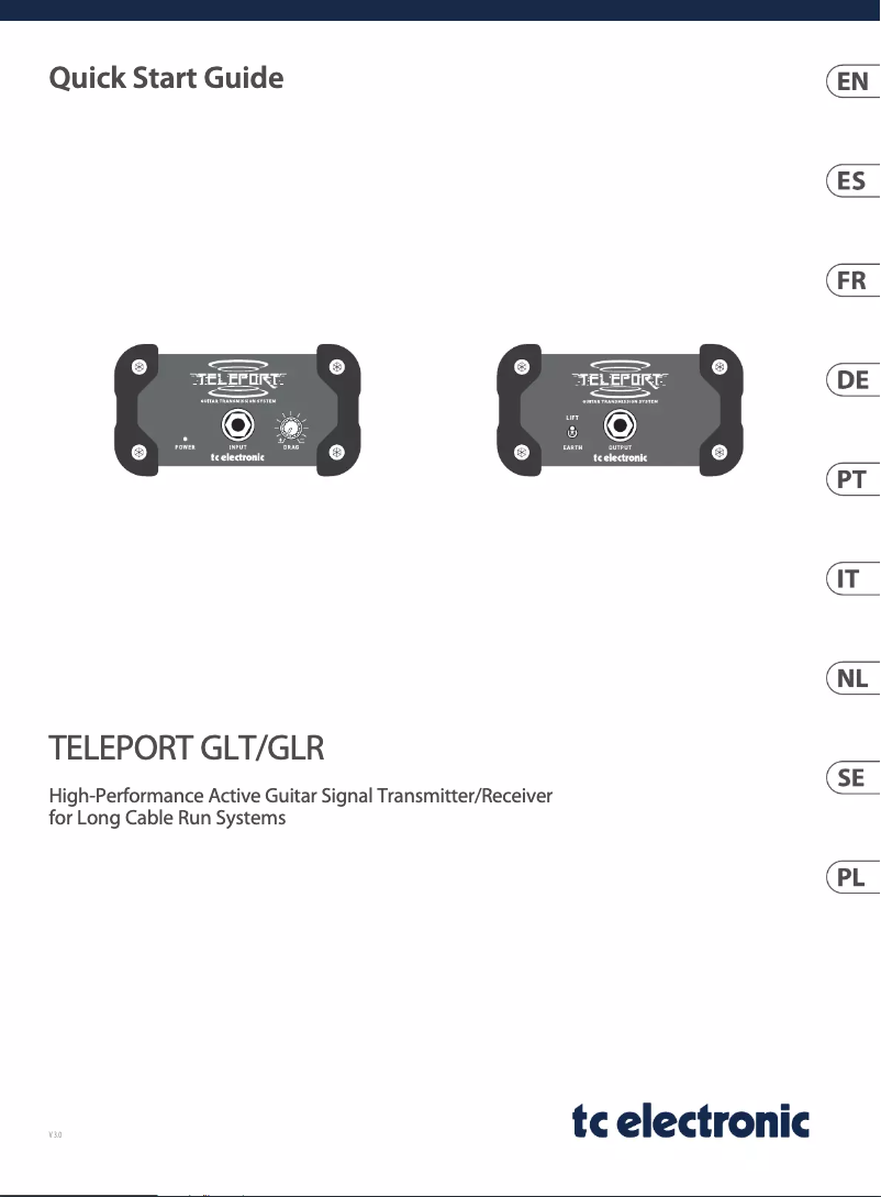 Imagen de la primera página del manual del dispositivo Teleport GLR