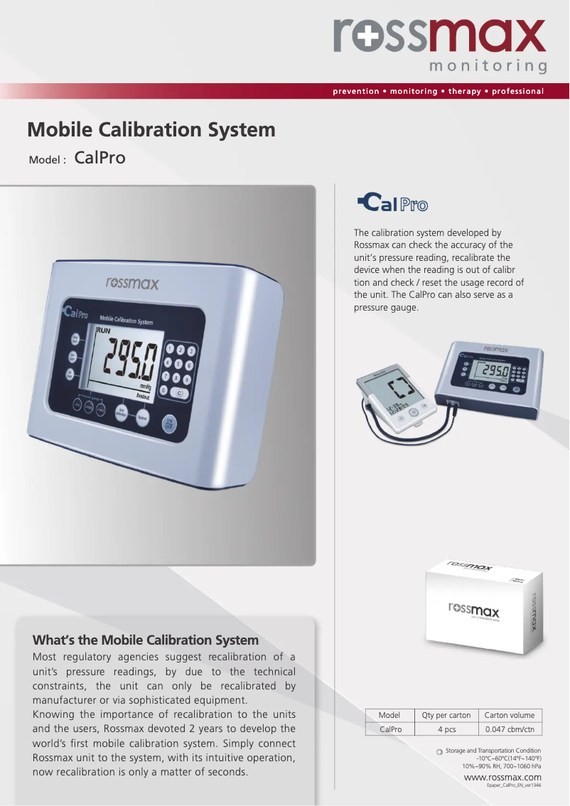 Imagen de la primera página del manual del dispositivo CalPro