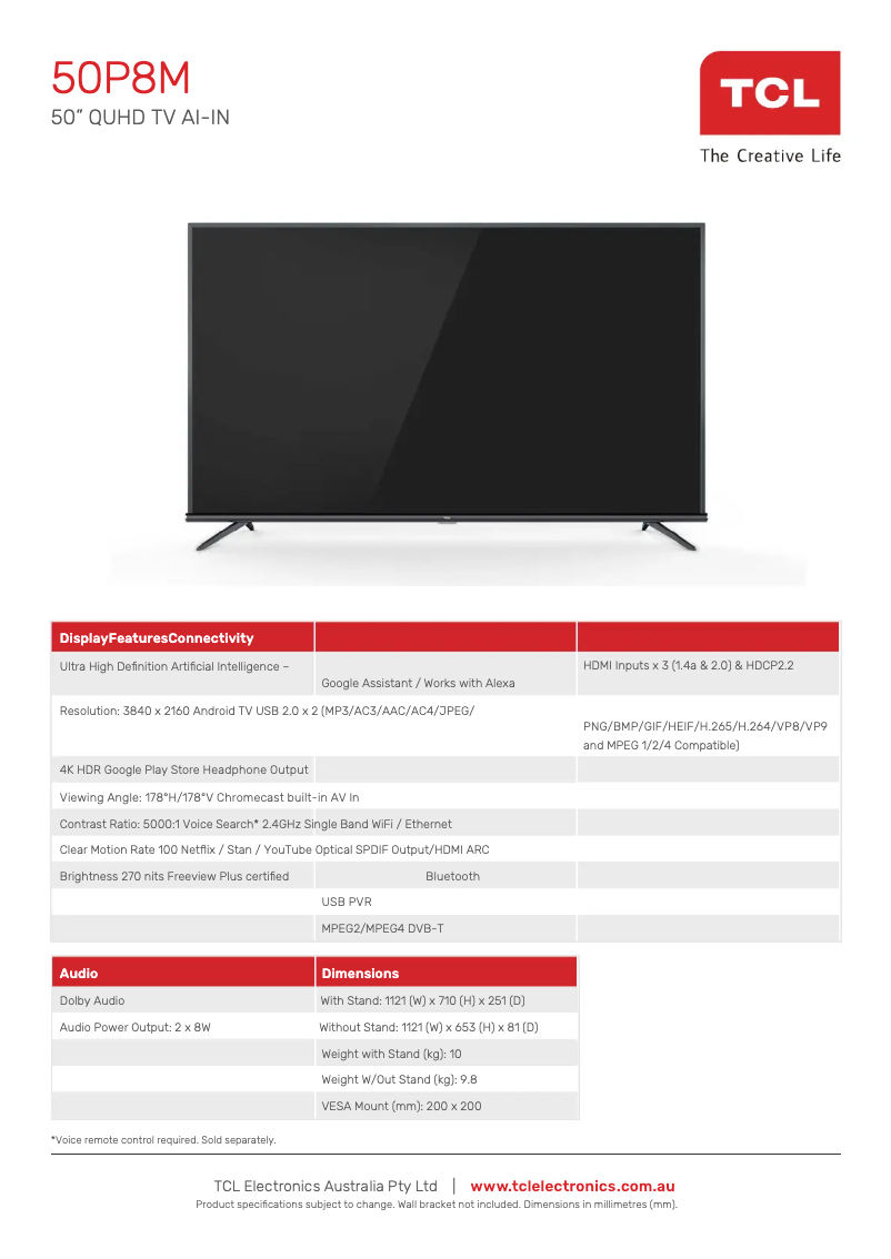Imagen de la primera página del manual del dispositivo 50P8M