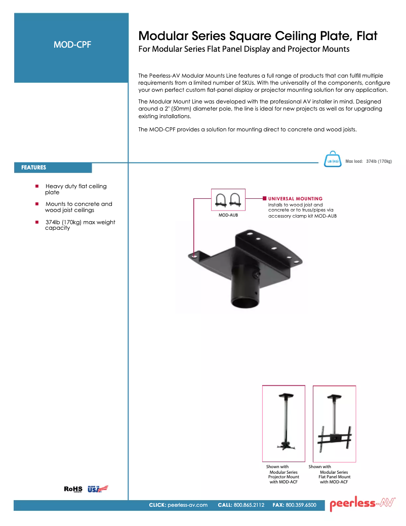 Página nº 1 - Manual de usuario Peerless-AV MOD-CPF