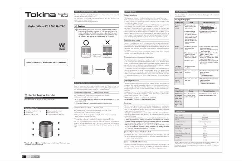 Imagen de la primera página del manual del dispositivo Reflex 300mm F6.3 MF Macro