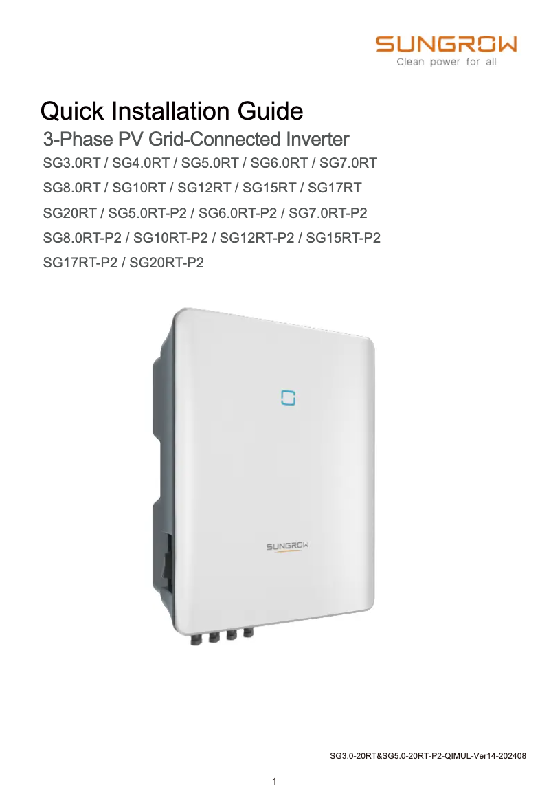Página 1 del manual Manual de usuario Sungrow SG12RT