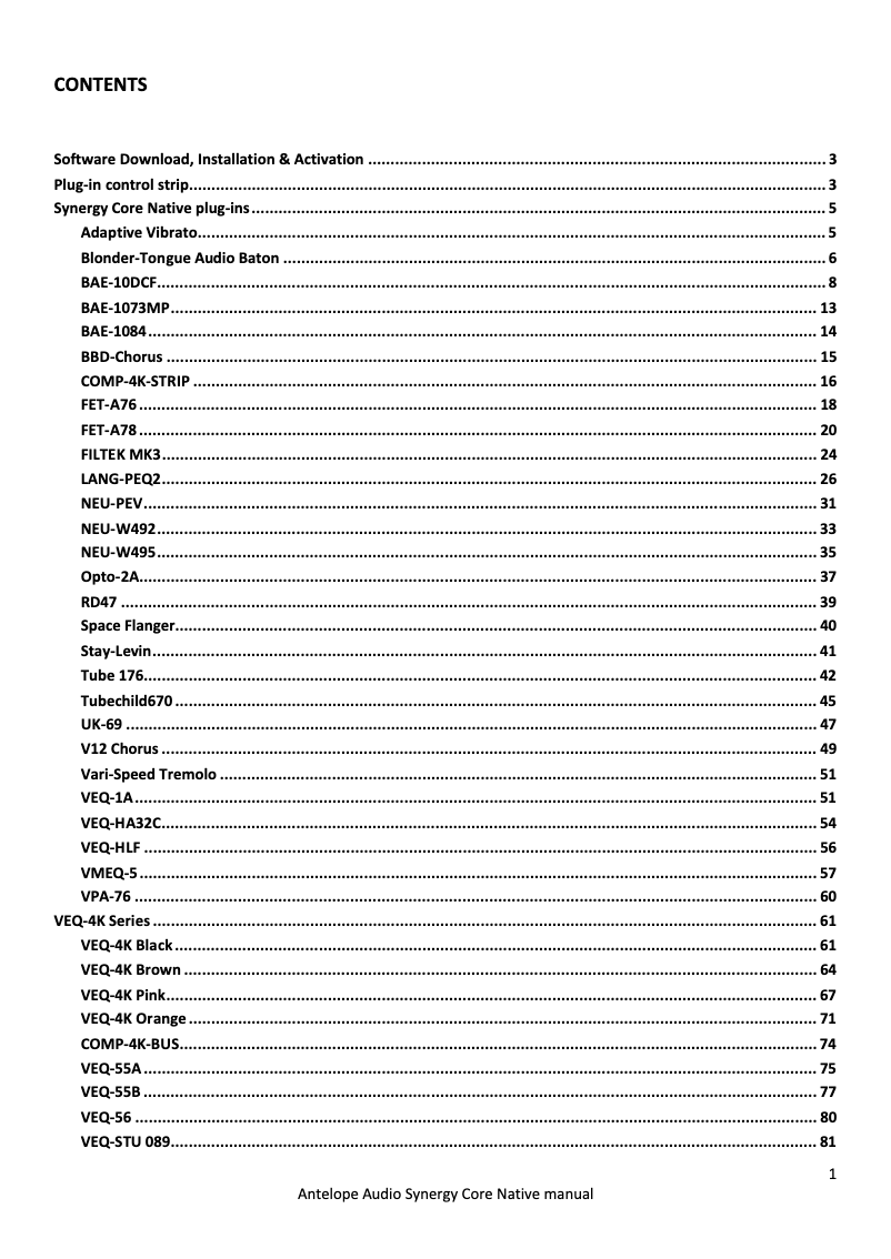 Imagen de la primera página del manual del dispositivo Audio Synergy Core