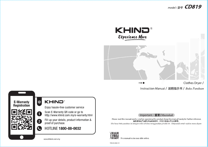 Página 1 del manual Manual de usuario Khind CD819