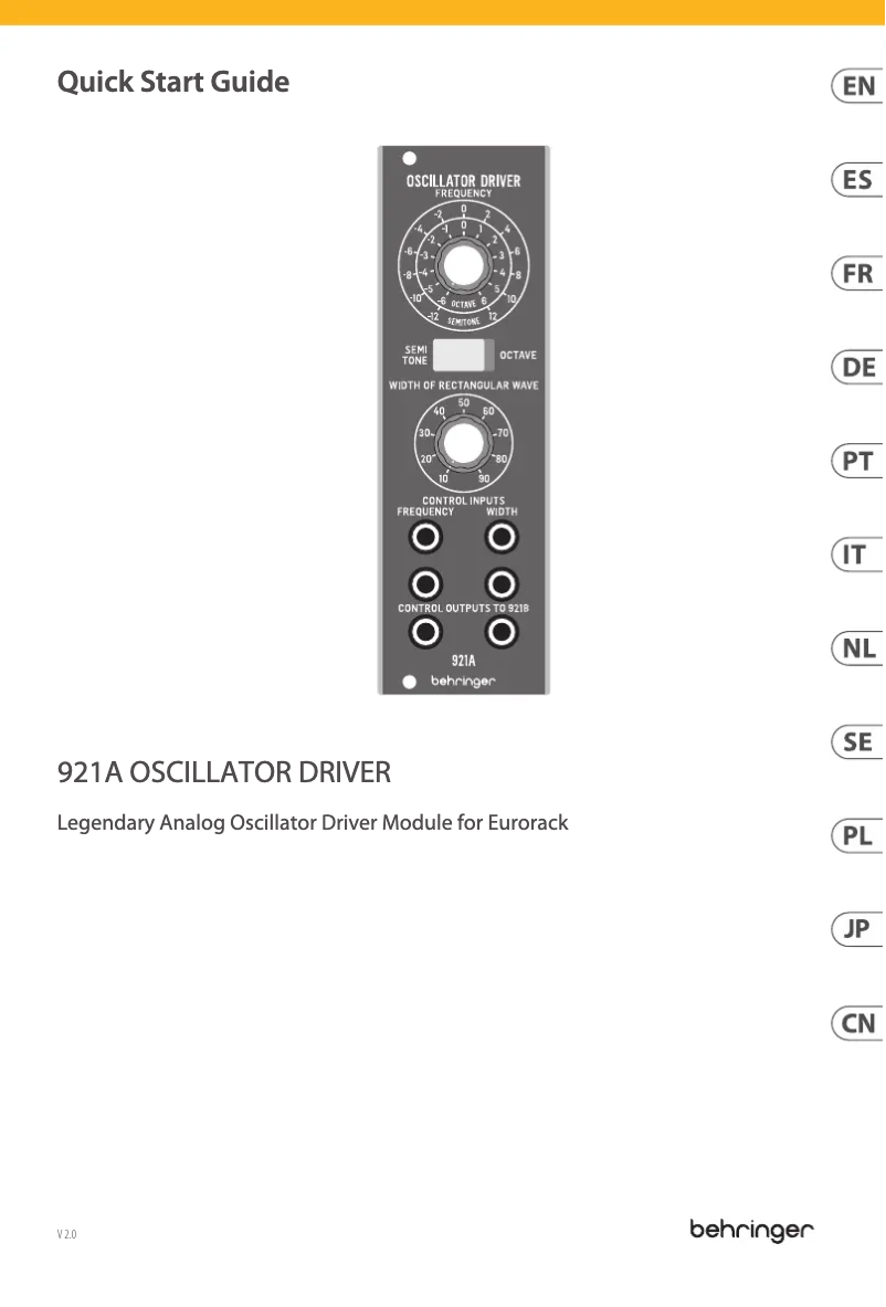 Página 1 del manual Guía de inicio rápido Behringer 921A Oscillator Driver