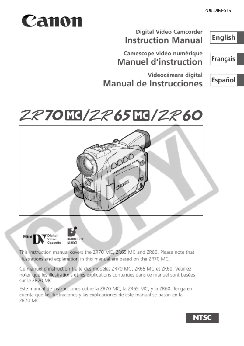 Imagen de la primera página del manual del dispositivo ZR65