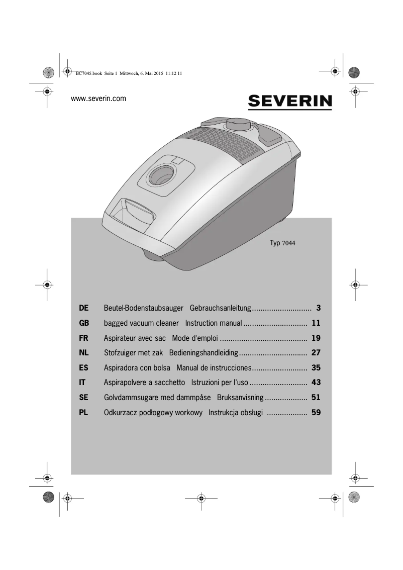 Imagen de la primera página del manual del dispositivo BC 7044