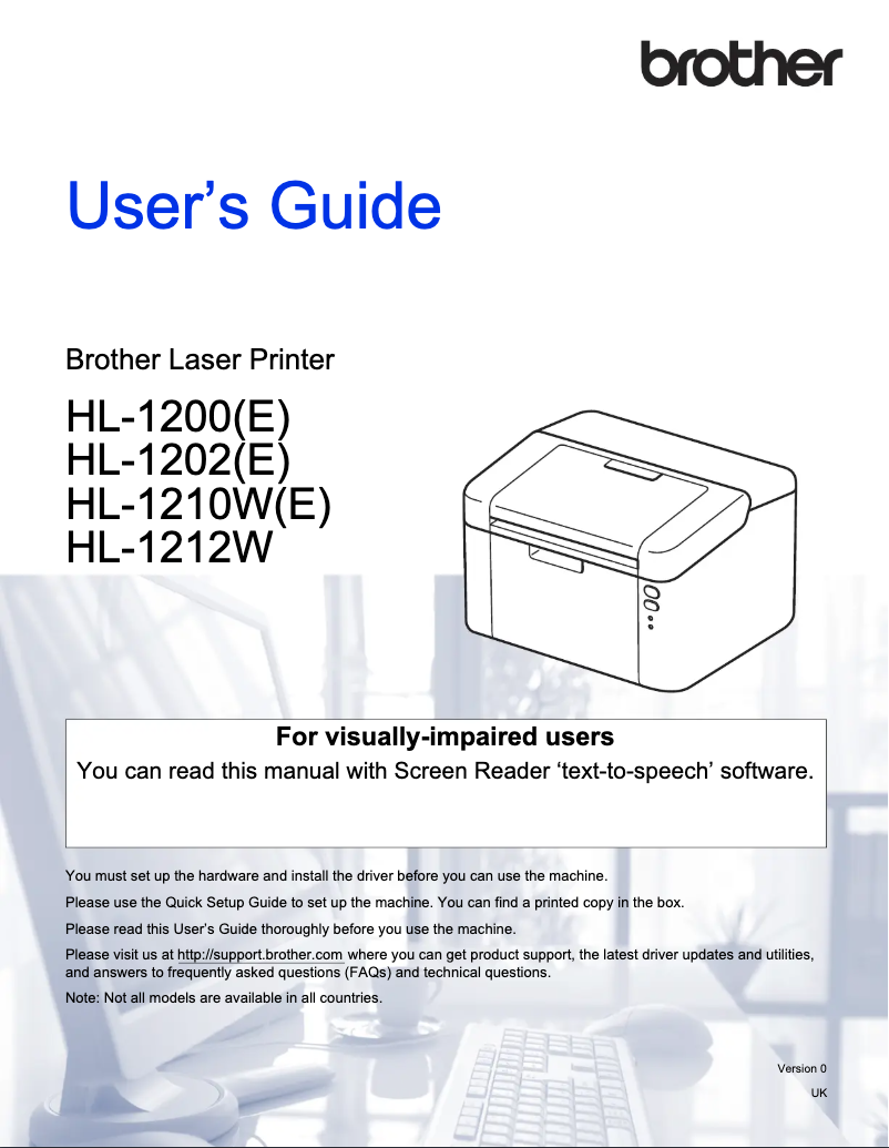 Imagen de la primera página del manual del dispositivo HL-1212WVB