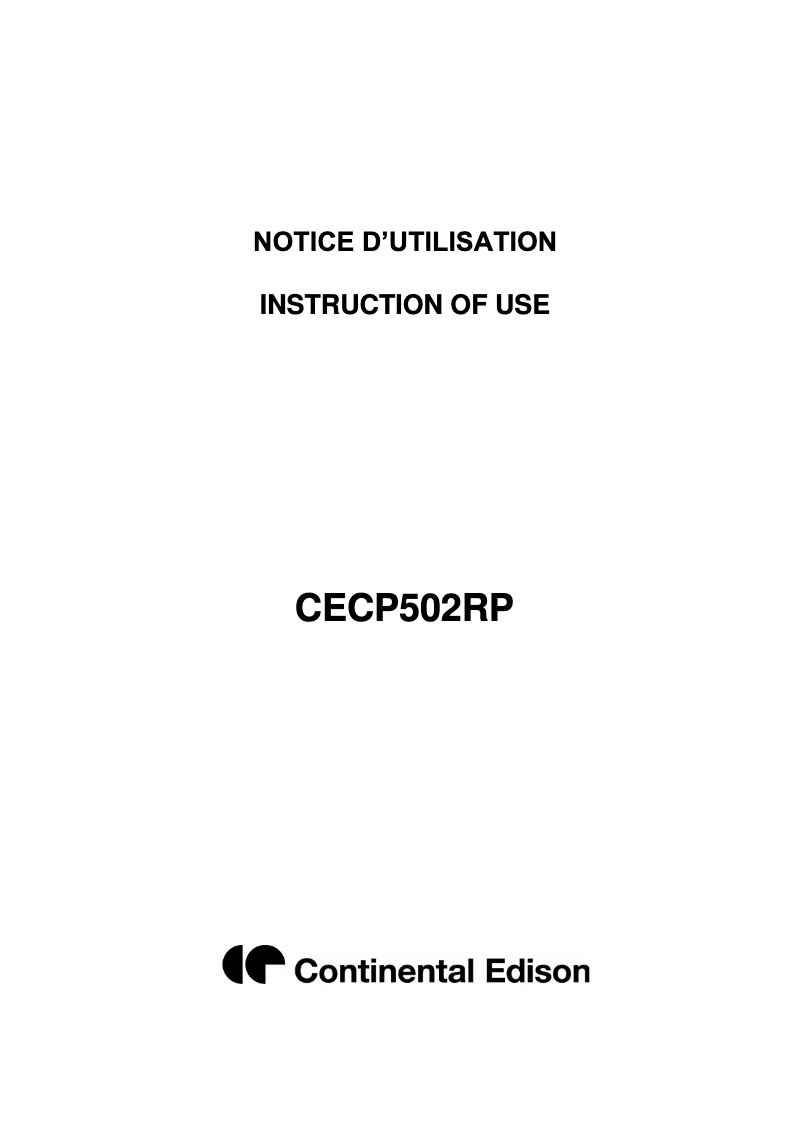 Imagen de la primera página del manual del dispositivo CECP502RP