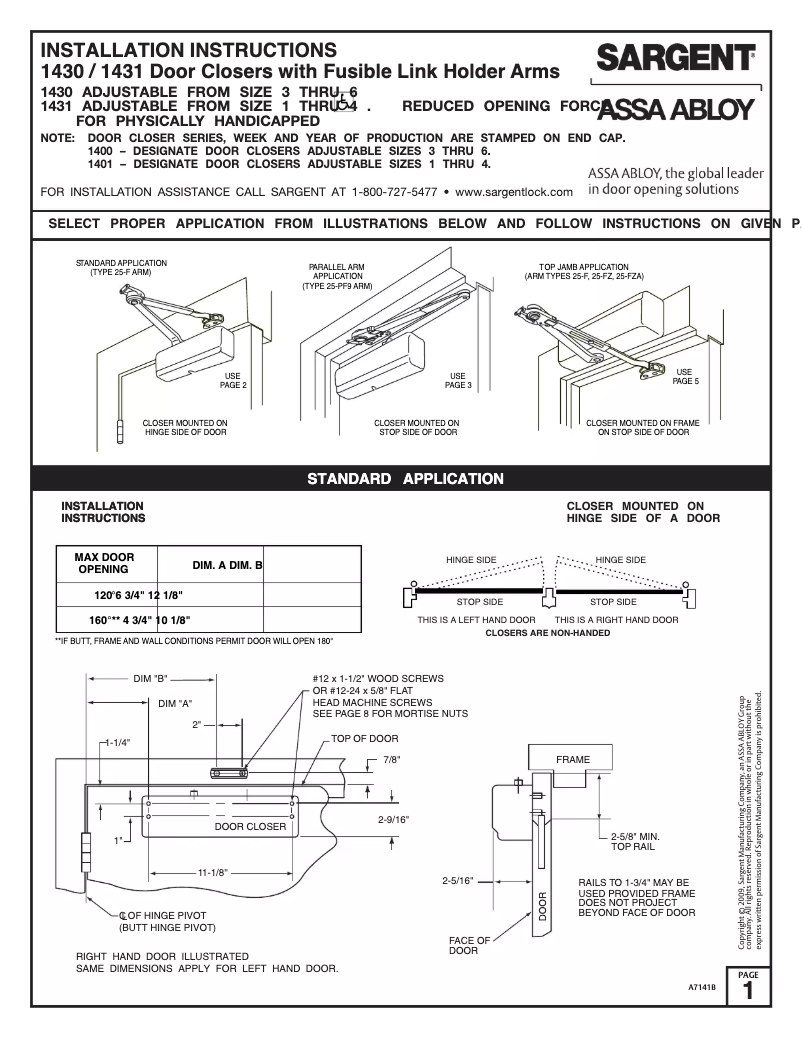 Página 1 del manual Manual de usuario Sargent 1431