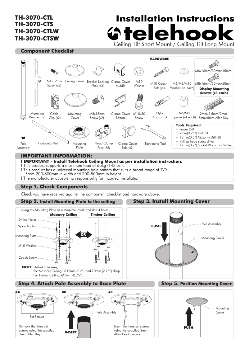Imagen de la primera página del manual del dispositivo Telehook TH-3070-CTL