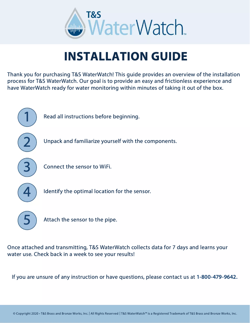 Imagen de la primera página del manual del dispositivo WaterWatch
